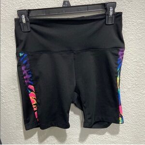 PINK Victoria's Secret Black Bike Shorts with Multicolor Stripes
